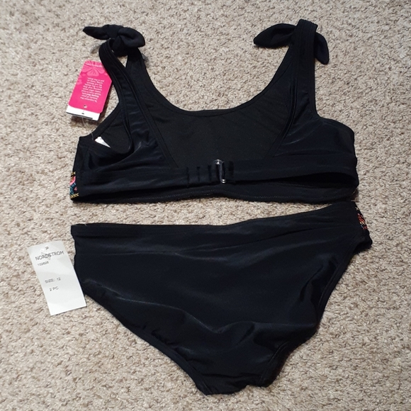 NWT Gossip Girl two piece black embroidered bikini - Picture 2 of 3